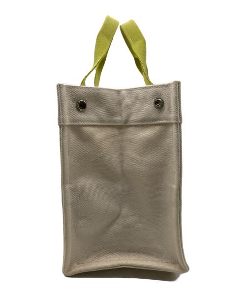 HERMES（エルメス）HERMES (エルメス) キャンバストートバッグ ベージュ×グリーンの古着・服飾アイテム