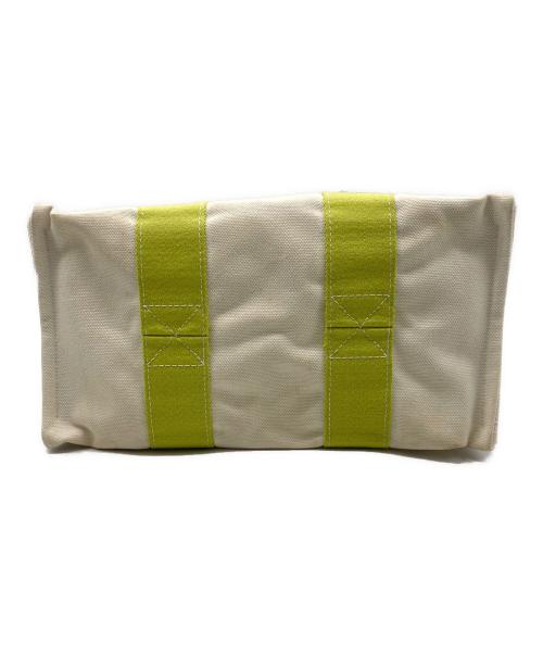 HERMES（エルメス）HERMES (エルメス) キャンバストートバッグ ベージュ×グリーンの古着・服飾アイテム