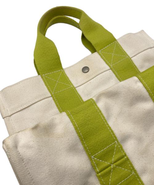 HERMES（エルメス）HERMES (エルメス) キャンバストートバッグ ベージュ×グリーンの古着・服飾アイテム