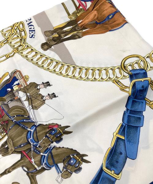 HERMES（エルメス）HERMES (エルメス) Equipages ベージュ×ブルーの古着・服飾アイテム
