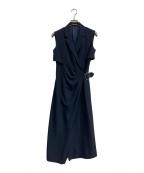 L'AUBE BLANCローブ ブラン）の古着「Side-buckle Drape Dress」｜ネイビー
