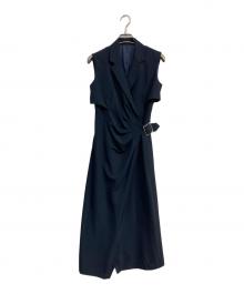 L'AUBE BLANC（ローブ ブラン）の古着「Side-buckle Drape Dress」｜ネイビー