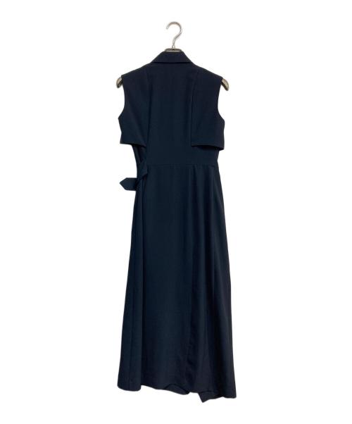 L'AUBE BLANC（ローブ ブラン）L'AUBE BLANC (ローブ ブラン) Side-buckle Drape Dress ネイビー サイズ:Sの古着・服飾アイテム