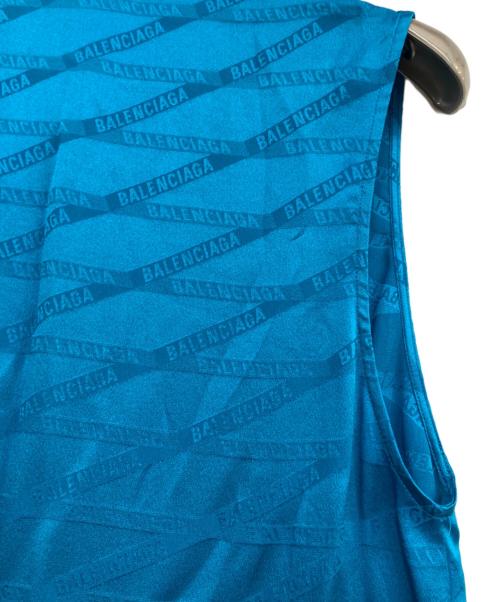 BALENCIAGA（バレンシアガ）BALENCIAGA (バレンシアガ) アシメ総柄シルクシャツ ブルー サイズ:34の古着・服飾アイテム