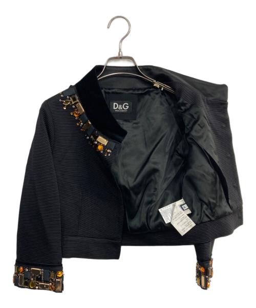 DOLCE & GABBANA（ドルチェ＆ガッバーナ）DOLCE & GABBANA (ドルチェ＆ガッバーナ) ビジューショートジャケット ブラック サイズ:38の古着・服飾アイテム