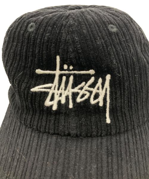 stussy（ステューシー）stussy (ステューシー) Corduroy Big Logo Low Pro Cap ブラックの古着・服飾アイテム