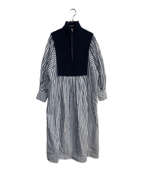 ETRE TOKYO（エトレトウキョウ）ETRE TOKYO (エトレトウキョウ) ニットコンビボリュームワンピース　1222530036-0 ネイビー サイズ:Freeの古着・服飾アイテム