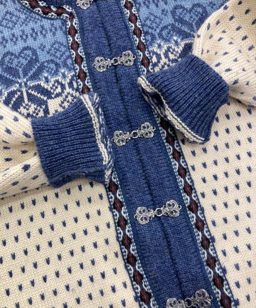 DALE OF NORWAY（ダーレ オブ ノルウェイ）DALE OF NORWAY (ダーレ オブ ノルウェイ) ノルディックニットカーディガン ブルー×アイボリー サイズ:44の古着・服飾アイテム