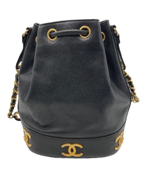 CHANEL（シャネル）CHANEL (シャネル) ココマーク巾着ショルダーバッグ　トリプルココ ブラックの古着・服飾アイテム