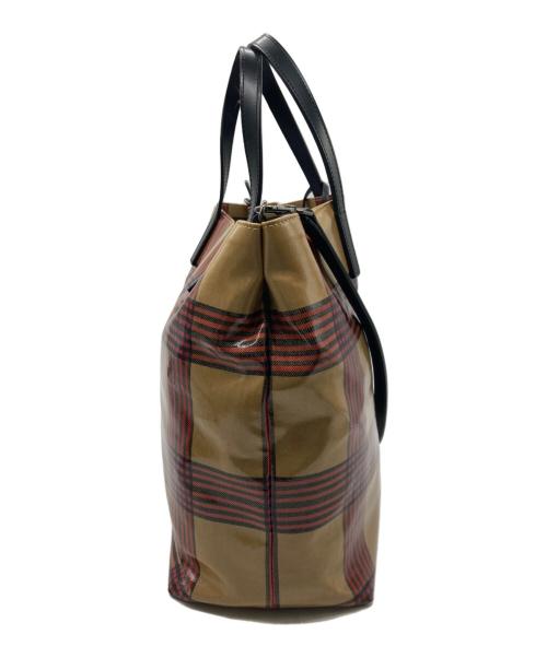 MACKINTOSH LONDON（マッキントッシュ ロンドン）MACKINTOSH LONDON (マッキントッシュ ロンドン) PVC チェック柄バッグ ベージュの古着・服飾アイテム