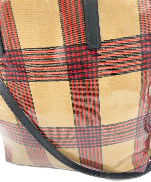 MACKINTOSH LONDON（マッキントッシュ ロンドン）MACKINTOSH LONDON (マッキントッシュ ロンドン) PVC チェック柄バッグ ベージュの古着・服飾アイテム