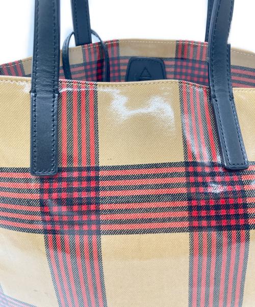 MACKINTOSH LONDON（マッキントッシュ ロンドン）MACKINTOSH LONDON (マッキントッシュ ロンドン) PVC チェック柄バッグ ベージュの古着・服飾アイテム