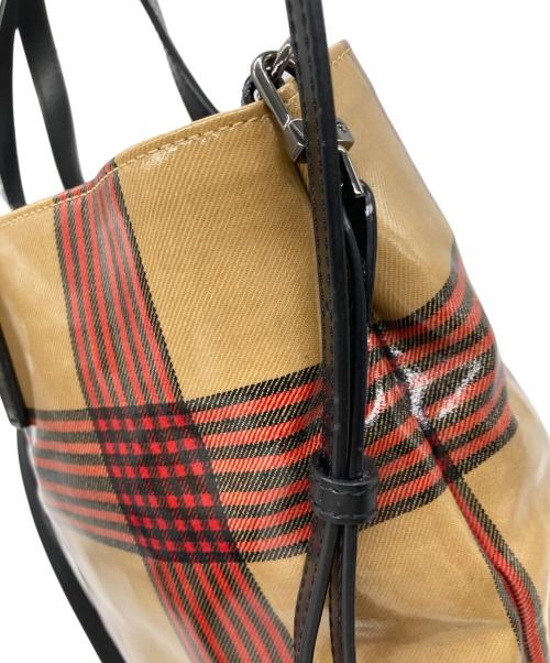 MACKINTOSH LONDON（マッキントッシュ ロンドン）MACKINTOSH LONDON (マッキントッシュ ロンドン) PVC チェック柄バッグ ベージュの古着・服飾アイテム