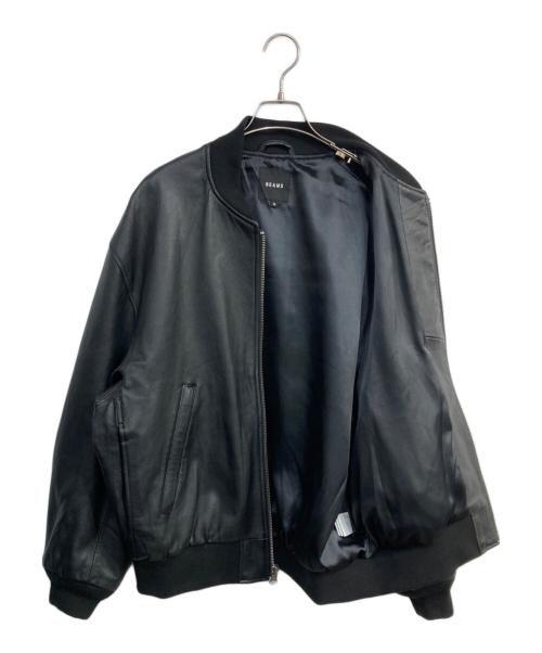 BEAMS（ビームス）BEAMS (ビームス) レザーボマージャケット ブラック サイズ:Ｍの古着・服飾アイテム