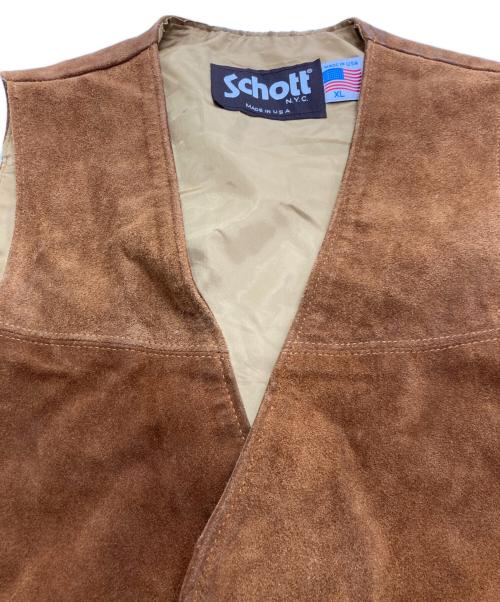 Schott（ショット）Schott (ショット) スウェードレザージレ ブラウン サイズ:XLの古着・服飾アイテム