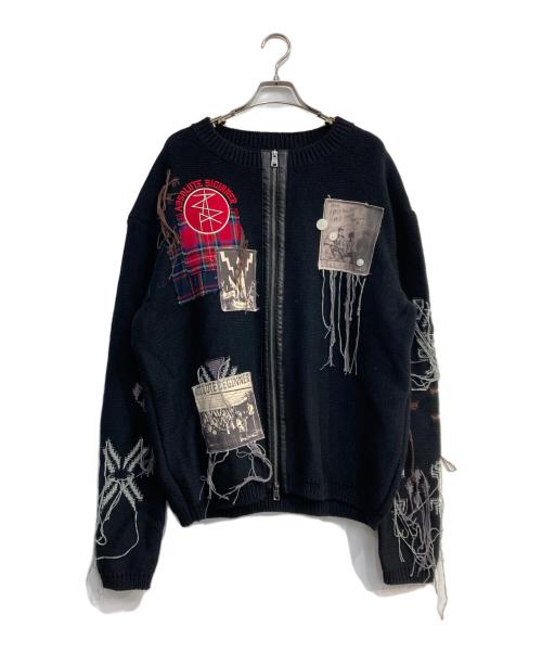 ZARA（ザラ）ZARA (ザラ) ADSB ANDERSSON BELL (アンダースンベル) ジャガードパッチカーディガン ブラック サイズ:Lの古着・服飾アイテム