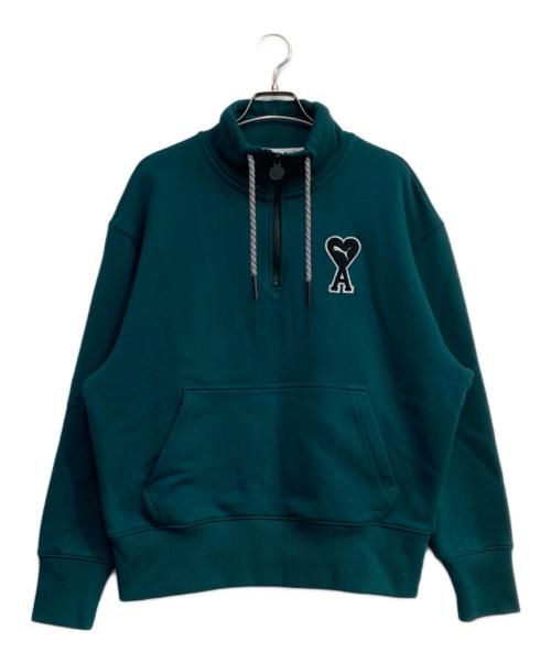 PUMA（プーマ）PUMA (プーマ) AMI Alexandre Mattiussi (アミアレクサンドルマテュッシ) ハーフジップハイネックスウェット グリーン サイズ:Mの古着・服飾アイテム