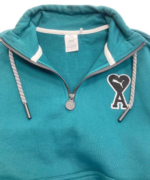 PUMA（プーマ）PUMA (プーマ) AMI Alexandre Mattiussi (アミアレクサンドルマテュッシ) ハーフジップハイネックスウェット グリーン サイズ:Mの古着・服飾アイテム