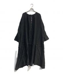 08MAB（ゼロハチマブ）の古着「比翼仕立てリネンブラウスワンピース」｜ブラック