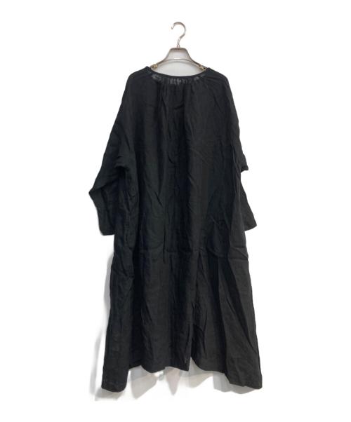 08MAB（ゼロハチマブ）08MAB (ゼロハチマブ) 比翼仕立てリネンブラウスワンピース ブラック サイズ:Freeの古着・服飾アイテム