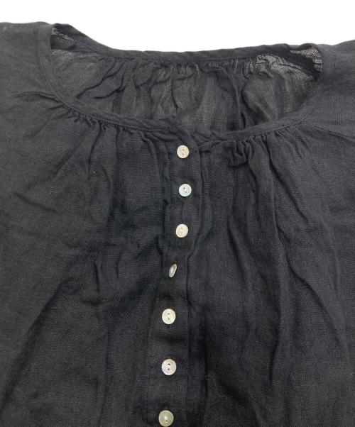 08MAB（ゼロハチマブ）08MAB (ゼロハチマブ) 比翼仕立てリネンブラウスワンピース ブラック サイズ:Freeの古着・服飾アイテム