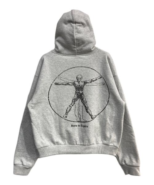 basketcase（バスケットケース）basketcase (バスケットケース) ジップパーカー  born to expire　8327-3-430099 グレー サイズ:Lの古着・服飾アイテム