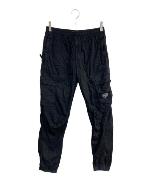 STONE ISLAND（ストーンアイランド）STONE ISLAND (ストーンアイランド) ガーメントダイコットンストレッチシャーリングテーパードカーゴパンツ　761531303 ブラック サイズ:30の古着・服飾アイテム