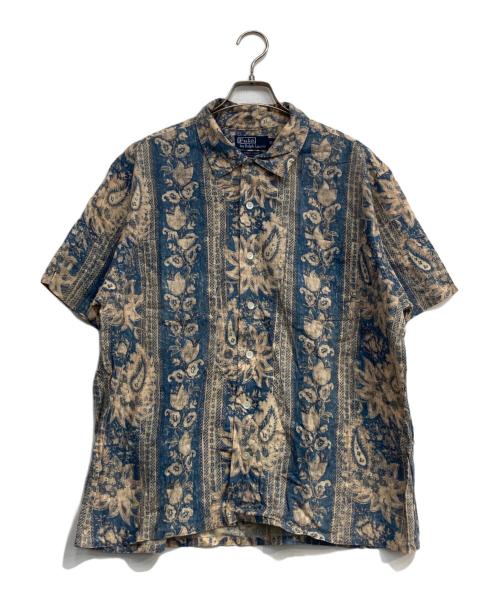 POLO RALPH LAUREN（ポロ・ラルフローレン）POLO RALPH LAUREN (ポロ・ラルフローレン) 半袖総柄シャツ ベージュ×ブルー サイズ:XLの古着・服飾アイテム