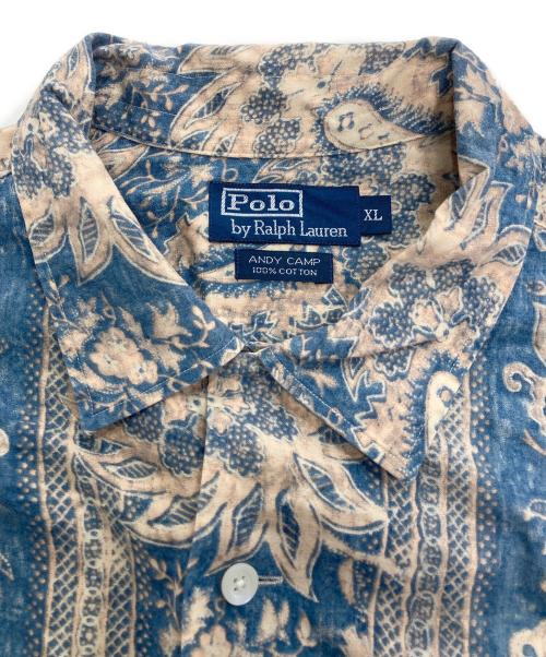 POLO RALPH LAUREN（ポロ・ラルフローレン）POLO RALPH LAUREN (ポロ・ラルフローレン) 半袖総柄シャツ ベージュ×ブルー サイズ:XLの古着・服飾アイテム