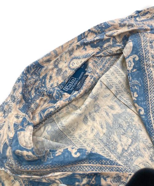 POLO RALPH LAUREN（ポロ・ラルフローレン）POLO RALPH LAUREN (ポロ・ラルフローレン) 半袖総柄シャツ ベージュ×ブルー サイズ:XLの古着・服飾アイテム