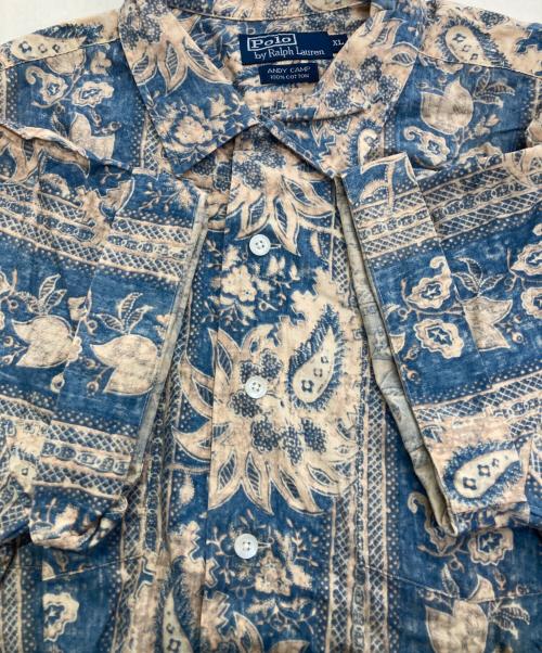 POLO RALPH LAUREN（ポロ・ラルフローレン）POLO RALPH LAUREN (ポロ・ラルフローレン) 半袖総柄シャツ ベージュ×ブルー サイズ:XLの古着・服飾アイテム