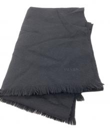 PRADA（プラダ）の古着「ロゴ刺繍ウールマフラー」｜ブラック