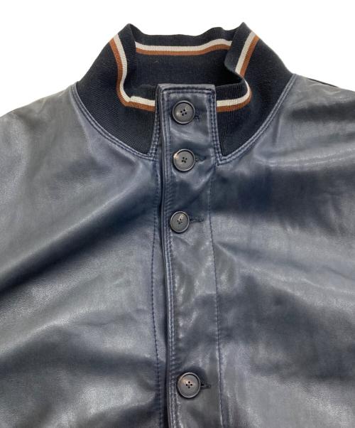 TAGLIATORE（タリアトーレ）TAGLIATORE (タリアトーレ) レザーブルゾン ネイビー サイズ:50の古着・服飾アイテム