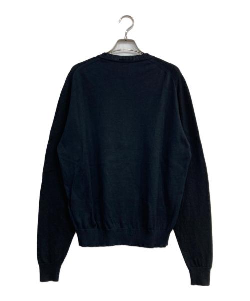 JOHN SMEDLEY（ジョンスメドレー）JOHN SMEDLEY (ジョンスメドレー) 袖切替ウールニット ブラック×ネイビー サイズ:Ｍの古着・服飾アイテム