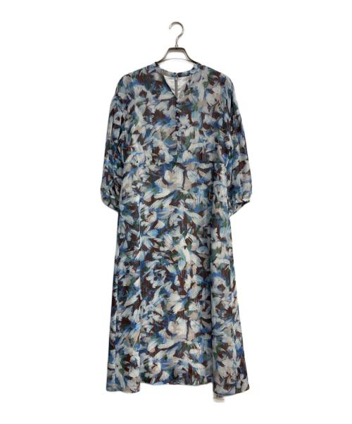 UNTITLED（アンタイトル）UNTITLED (アンタイトル) リーフプリントシフォンワンピース ブルー×ブラウン サイズ:M 未使用品の古着・服飾アイテム