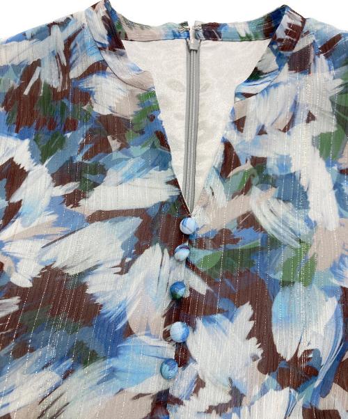 UNTITLED（アンタイトル）UNTITLED (アンタイトル) リーフプリントシフォンワンピース ブルー×ブラウン サイズ:M 未使用品の古着・服飾アイテム