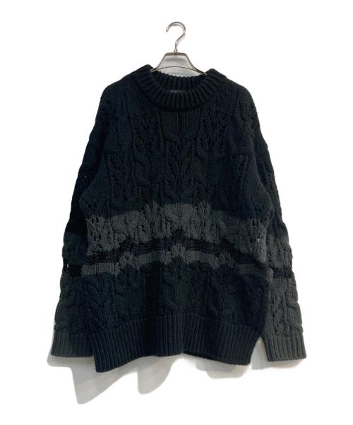 08sircus（ゼロエイトサーカス）08sircus (ゼロエイトサーカス) Wool cable knit sweater ブラック サイズ:5の古着・服飾アイテム
