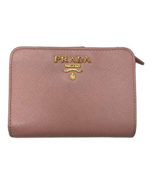 PRADA（プラダ）PRADA (プラダ) サフィアーノ2つ折り財布 ピンクの古着・服飾アイテム