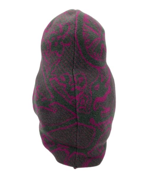 Vivienne Westwood（ヴィヴィアンウエストウッド）Vivienne Westwood (ヴィヴィアンウエストウッド) ジャガードニット帽 パープル×グレーの古着・服飾アイテム