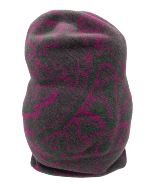 Vivienne Westwood（ヴィヴィアンウエストウッド）Vivienne Westwood (ヴィヴィアンウエストウッド) ジャガードニット帽 パープル×グレーの古着・服飾アイテム