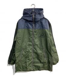 hide with spread beaver×LEMONED（ヒデウィズスプレッドビーバー×レモネード）の古着「ナイロンジャケット　hide刺繍」｜グリーン×ネイビー