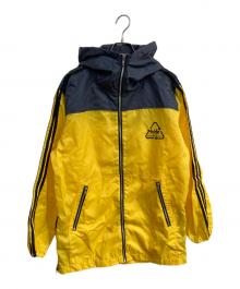 hide with spread beaver×LEMONED（ヒデウィズスプレッドビーバー×レモネード）の古着「ナイロンジャケット　hide刺繍」｜ネイビー×イエロー