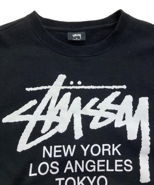 stussy（ステューシー）stussy (ステューシー) ロゴプリントクルーネックスウェット　23000SAS20 ブラック サイズ:Mの古着・服飾アイテム