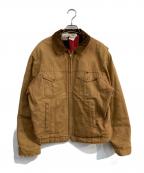 KEY IMPERIALキーインペリアル）の古着「裏地フランネルダックワークジャケット　 TALONジップ 70～80's」｜ブラウン
