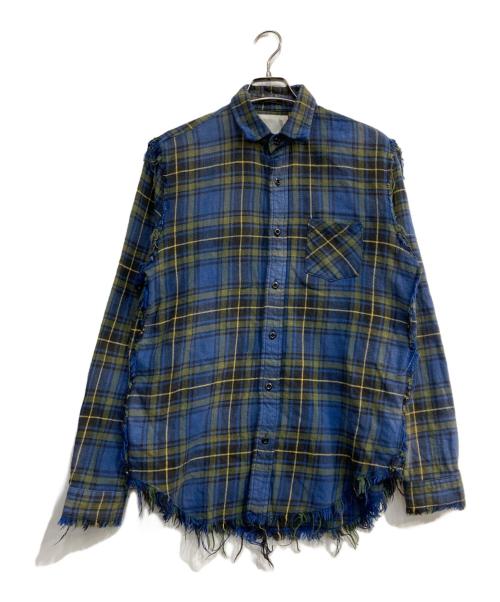 R13（アールサーティン）R13 (アールサーティン) SHREDDED SEAM SHIRT ブルー サイズ:Sの古着・服飾アイテム