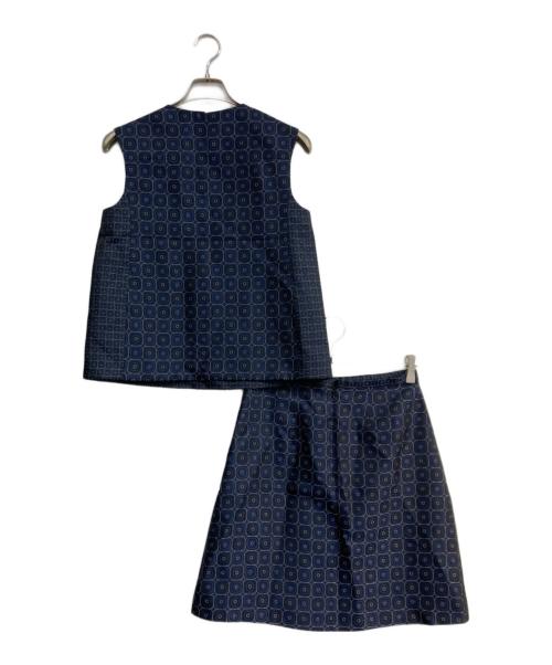 'S Max Mara（エスマックスマーラ）'S Max Mara (エスマックスマーラ) ジャガード総柄セットアップ ネイビー サイズ:J38の古着・服飾アイテム