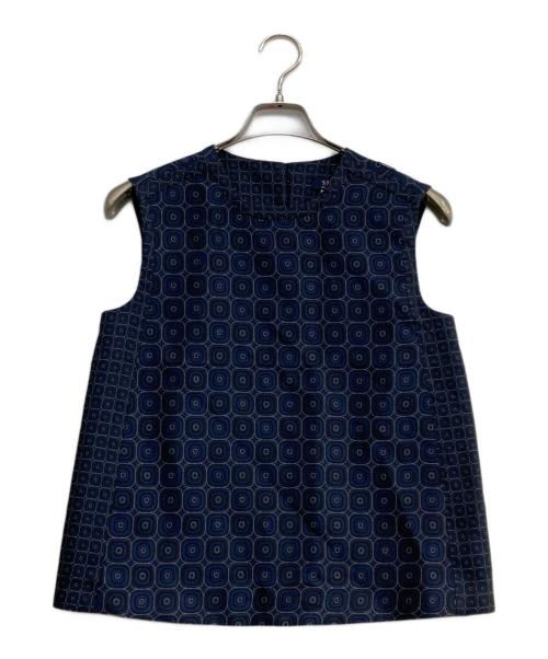 'S Max Mara（エスマックスマーラ）'S Max Mara (エスマックスマーラ) ジャガード総柄セットアップ ネイビー サイズ:J38の古着・服飾アイテム
