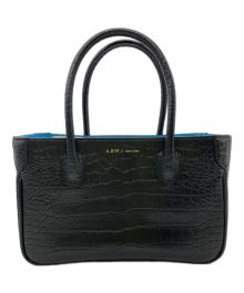 A.D.M.J.（エーディーエムジェイ）の古着「クロコ型押しミニトートバッグ」｜ブラック