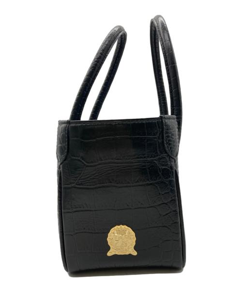 A.D.M.J.（エーディーエムジェイ）A.D.M.J. (エーディーエムジェイ) クロコ型押しミニトートバッグ ブラックの古着・服飾アイテム