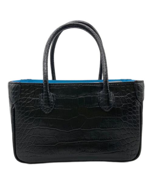 A.D.M.J.（エーディーエムジェイ）A.D.M.J. (エーディーエムジェイ) クロコ型押しミニトートバッグ ブラックの古着・服飾アイテム